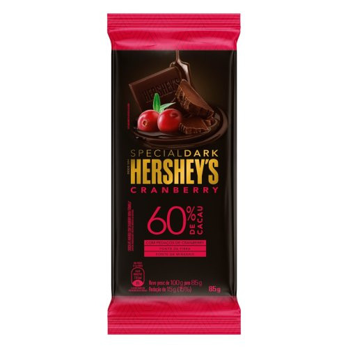Detalhes do produto Choc Special Dark 60% 85Gr Hershey Cranberry