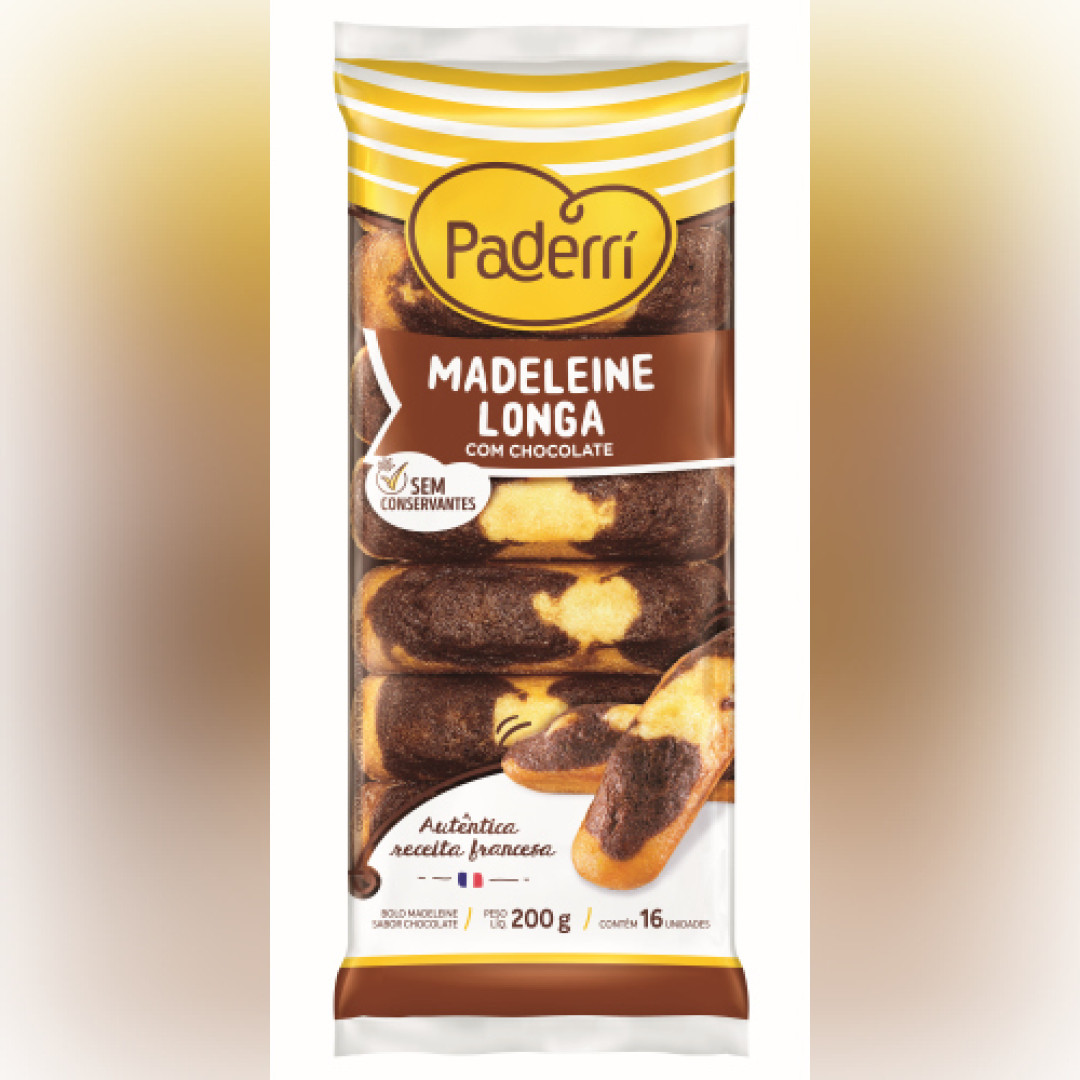 Detalhes do produto Bolo Madeleines Longa 200Gr Paderri Chocolate