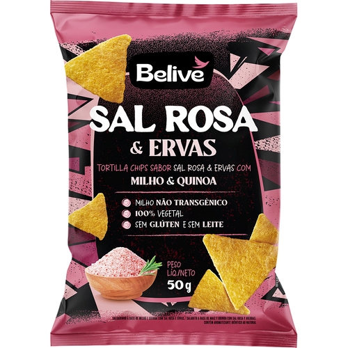 Salg Tortilla Chips 50Gr Belive Sal Rosa.ervas Salg Tortilla Chips 50Gr Belive Sal Rosa.ervas