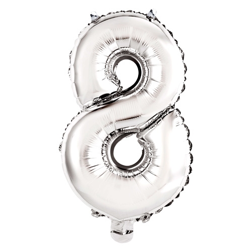 Balao Metalizado Numer 8 16" 1Un Mundo Prata Balao Metalizado Numer 8 16" 1Un Mundo Prata